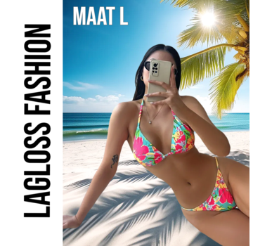 LaGloss 2-Delige Bikini Set Bloemenprint Neon Kleuren – Maat L