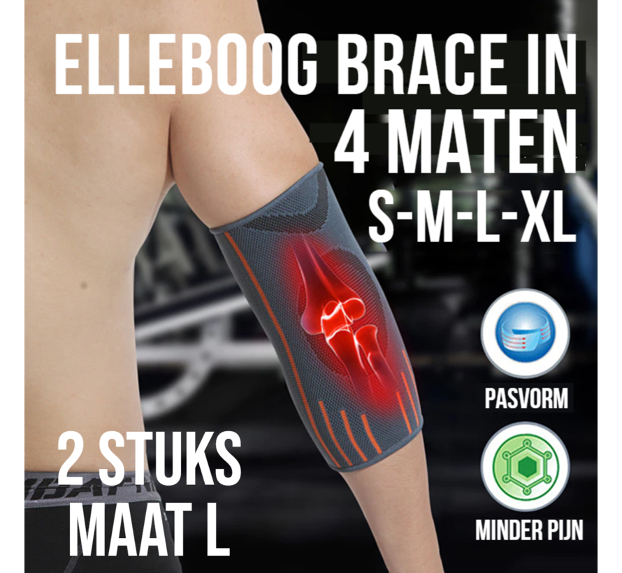 Allernieuwste.nl® 2 Stuks L Ademende Elleboog Arm Brace - Tennisarm Brace - Atrose Reuma Tennis arm Golf - Sportbrace - Elastisch - Keuze uit 4 Maten
