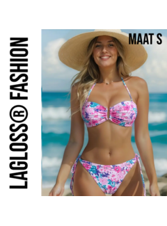 LaGloss 2-Delige Bikini Set Roze Bloemenprint Maat S