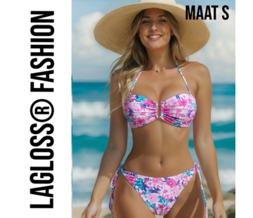 LaGloss 2-Delige Bikini Set Roze Bloemenprint Maat S