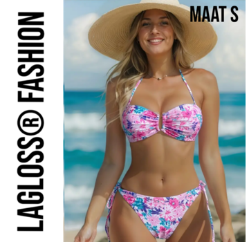 LaGloss 2-Delige Bikini Set Roze Bloemenprint Maat S