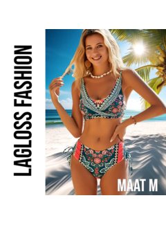 LaGloss 2-Delige Bikini Set met Bloemenprint – Maat M