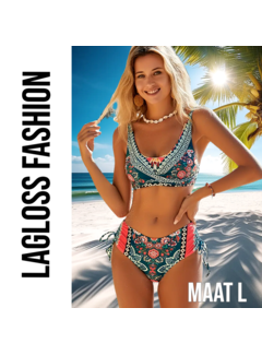 LaGloss 2-Delige Bikini Set met Bloemenprint – Maat L