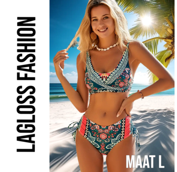 LaGloss 2-Delige Bikini Set met Bloemenprint – Maat L