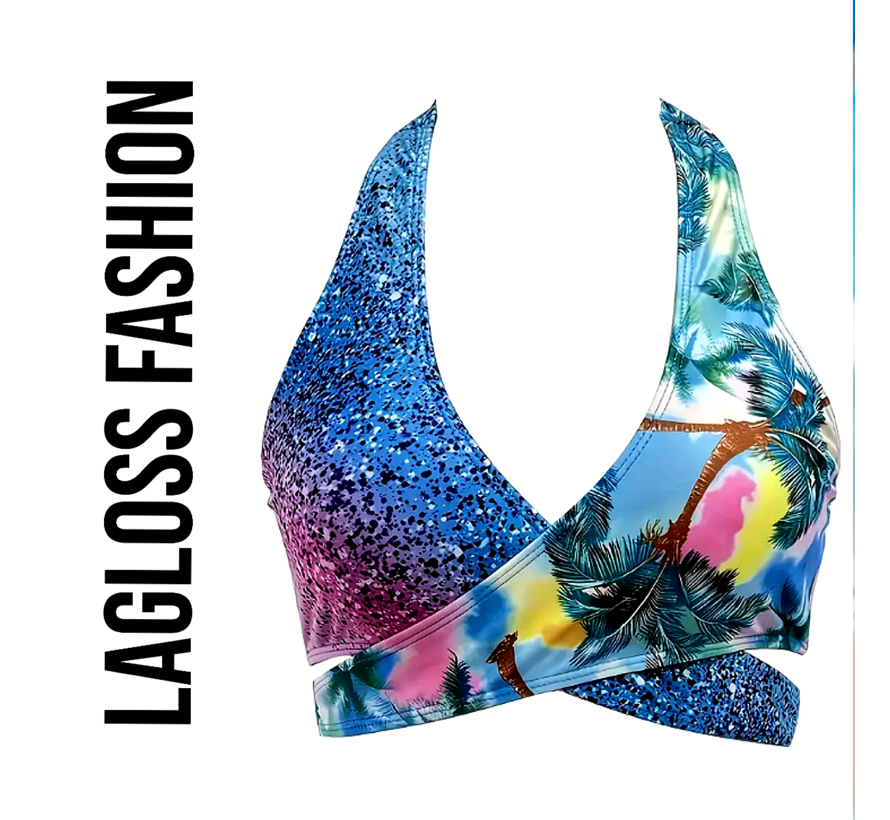 LaGloss® 2-Delige Bikini Set – Tropische Print – Hoogelastisch & Sneldrogend – Dames Badmode Zomer – Maat M