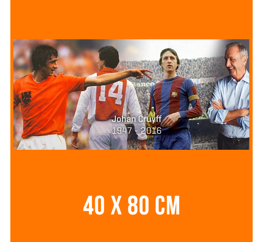 Allernieuwste.nl® Canvas Schilderij Johan Cruijff Tribute - Top-Voetballer en Trainer - Sport - Kleur - 40 x 80 cm
