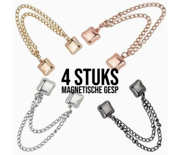 Allernieuwste.nl® 4 Stuks Magnetische Kledingclips – Goud, Zilver, Roségoud & Zwart Accessoire **