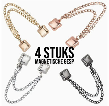 Allernieuwste.nl® 4 Stuks Magnetische Kledingclips – Goud, Zilver, Roségoud & Zwart Accessoire **