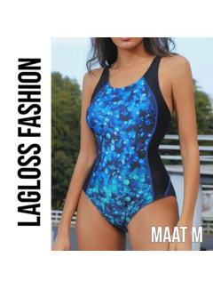 LaGloss Badpak Blauw Zwart Bubble Print – Maat M