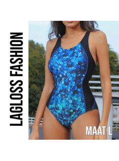 LaGloss Badpak Blauw Zwart Bubble Print – Maat L