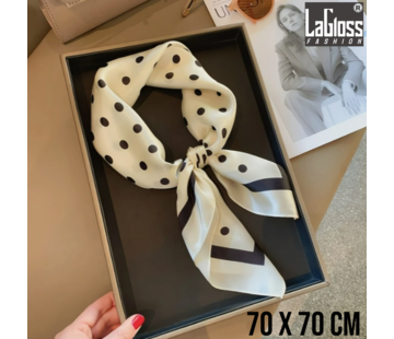 LaGloss Vierkante Vintage Zwart Wit Gestipte Polka Sjaal - 70 x 70 cm