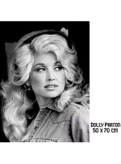 Allernieuwste.nl Canvas Schilderij Dolly Parton Zwart-Wit - 50 x 70 cm