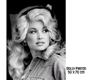 Allernieuwste.nl Canvas Schilderij Dolly Parton Zwart-Wit - 50 x 70 cm