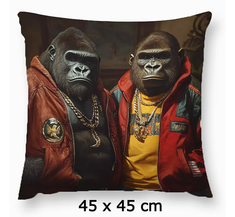 Allernieuwste.nl® Kussenhoes Hip Hop Gorilla’s - Urban Retro Kussenovertrek Polyester - 45x45 cm