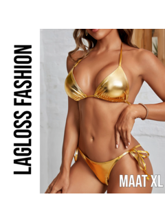 LaGloss 2-Delige Sexy Gouden Bikini Set - Maat XL