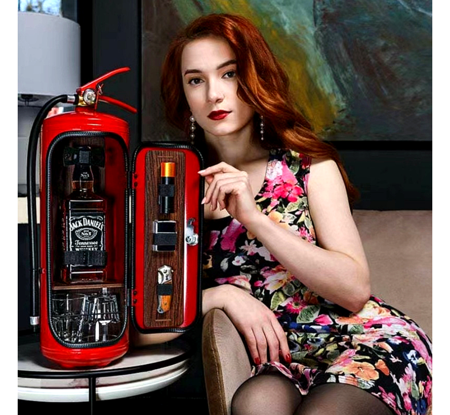 Unieke Rode Brandblusser Design Dranken Opbergdoos Bar-set voor Drankflessen - Gift Set Cadeau Idee