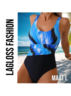 LaGloss Badpak Blauw Zwart Kleurblok – Maat L