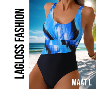 LaGloss Badpak Blauw Zwart Kleurblok – Maat L