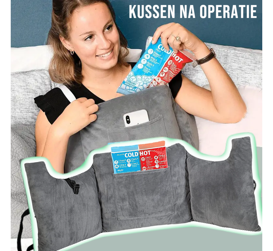 Allernieuwste.nl® Post Mastectomiekussen Lumpectomiekussen Kussen Na Borstkanker Operatie, Borstvergroting of Borstverkleining - Grijs %%