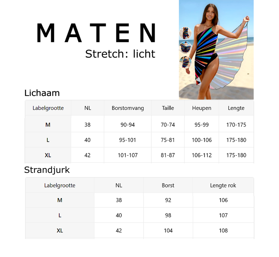 LaGloss® Sexy Strandjurk Regenboog – Omslagdoek met Één Schouder & Kruisrug – Maat M