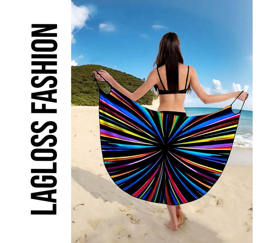 LaGloss® Sexy Strandjurk Regenboog – Omslagdoek met Één Schouder & Kruisrug – Maat XL