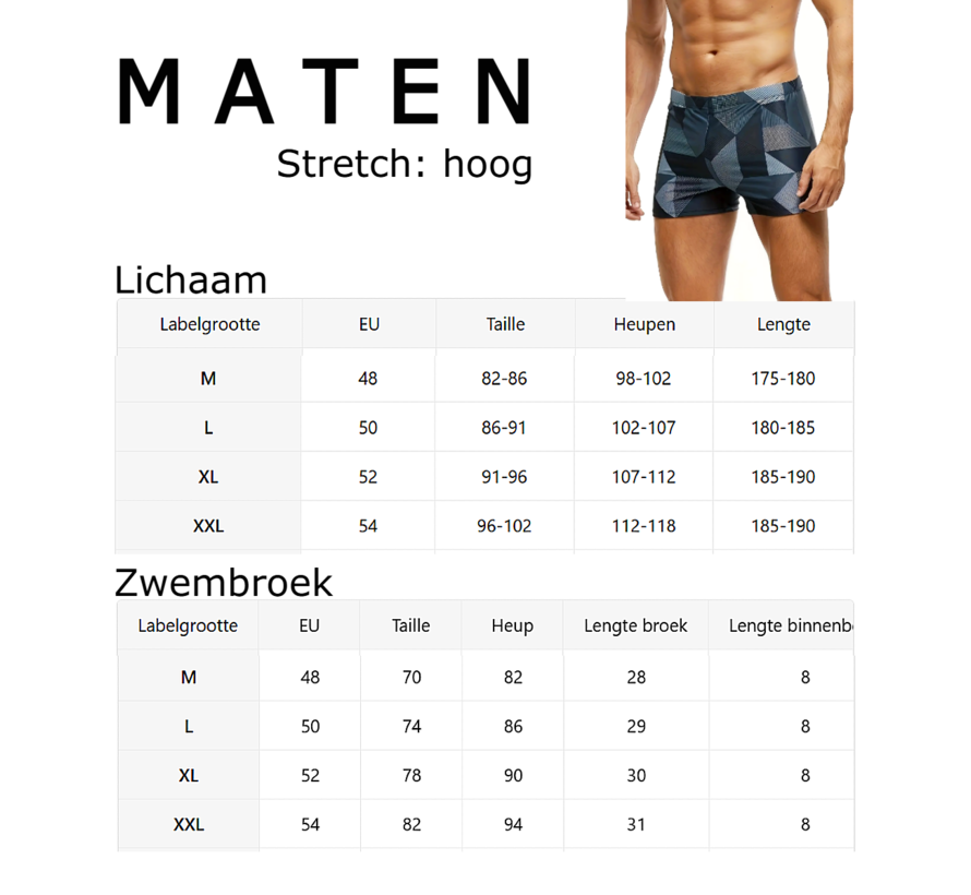 LaGloss® Heren Zwemshort Zwart Grijs – Lage Taille Zwembroek met Geometrisch Design – Maat L