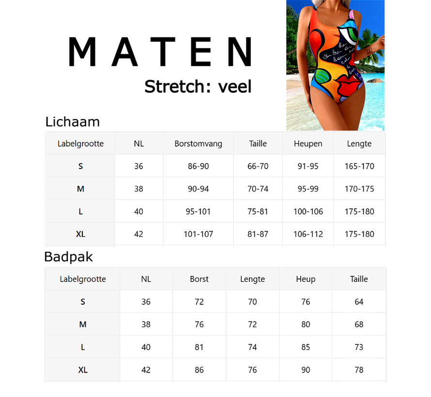 LaGloss® Badpak Multicolor Kunstprint – Trendy Eendelig Damesbadpak met Mode Design – Maat M