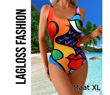 LaGloss Badpak Multicolor Kunstprint Multicolor – Maat XL