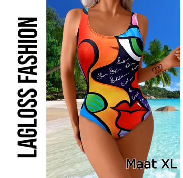 LaGloss Badpak Multicolor Kunstprint Multicolor – Maat XL