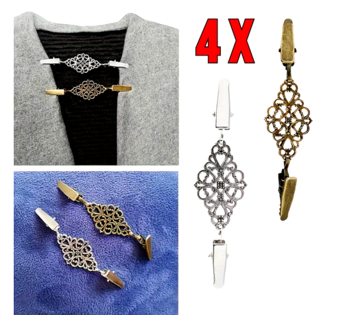 LaGloss LaGloss® Kledingclips Set – 4 Stuks in Brons & Zilver – Elegante Clip Accessoires voor Dameskleding