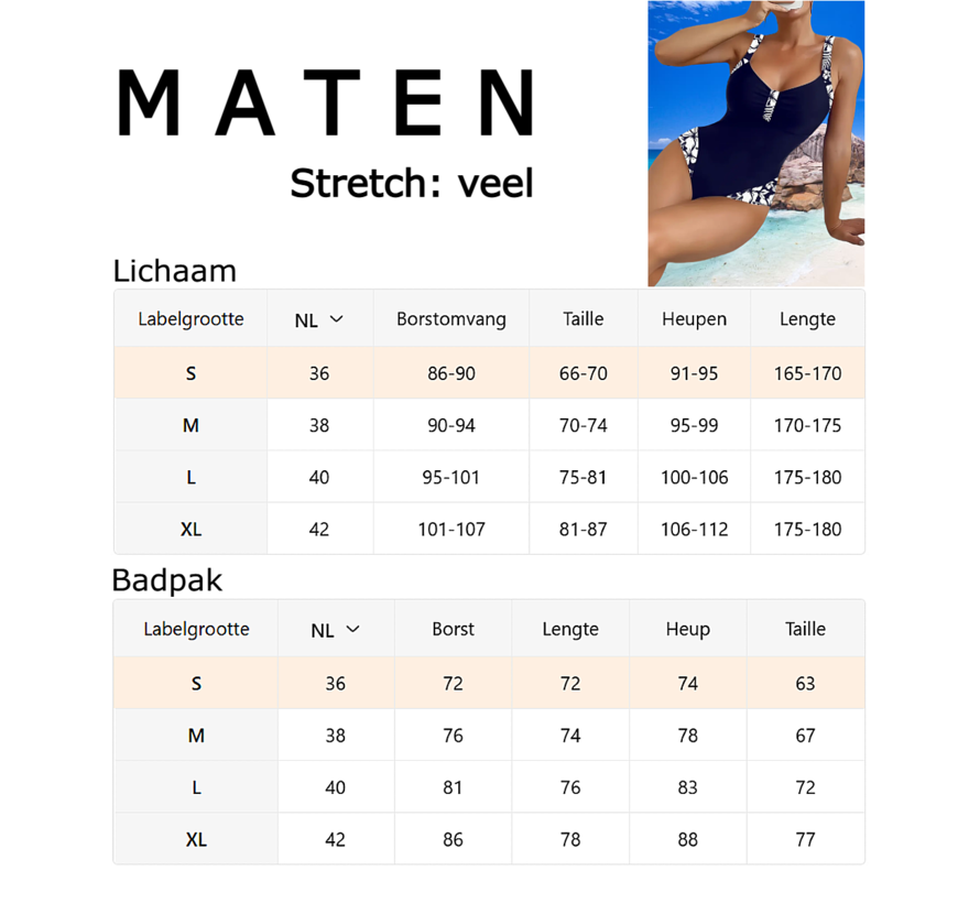 LaGloss® Badpak Donker Blauwmet Witte Bloemen – Elegante V-Hals Damesbadmode met Uitneembare Pads – Maat L