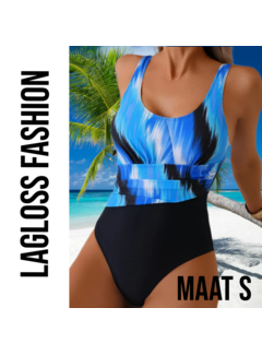 LaGloss Badpak Blauw Zwart Kleurblok – Maat S