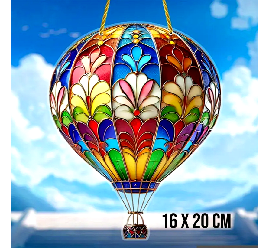 Allernieuwste.nl® Raamhanger Luchtballon 20 cm – Kleurrijke Acryl Raamdecoratie Zonneschijf – Multicolor Hanger voor Binnen & Buiten