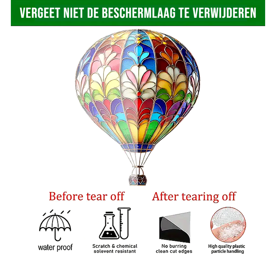 Allernieuwste.nl® Raamhanger Luchtballon 20 cm – Kleurrijke Acryl Raamdecoratie Zonneschijf – Multicolor Hanger voor Binnen & Buiten