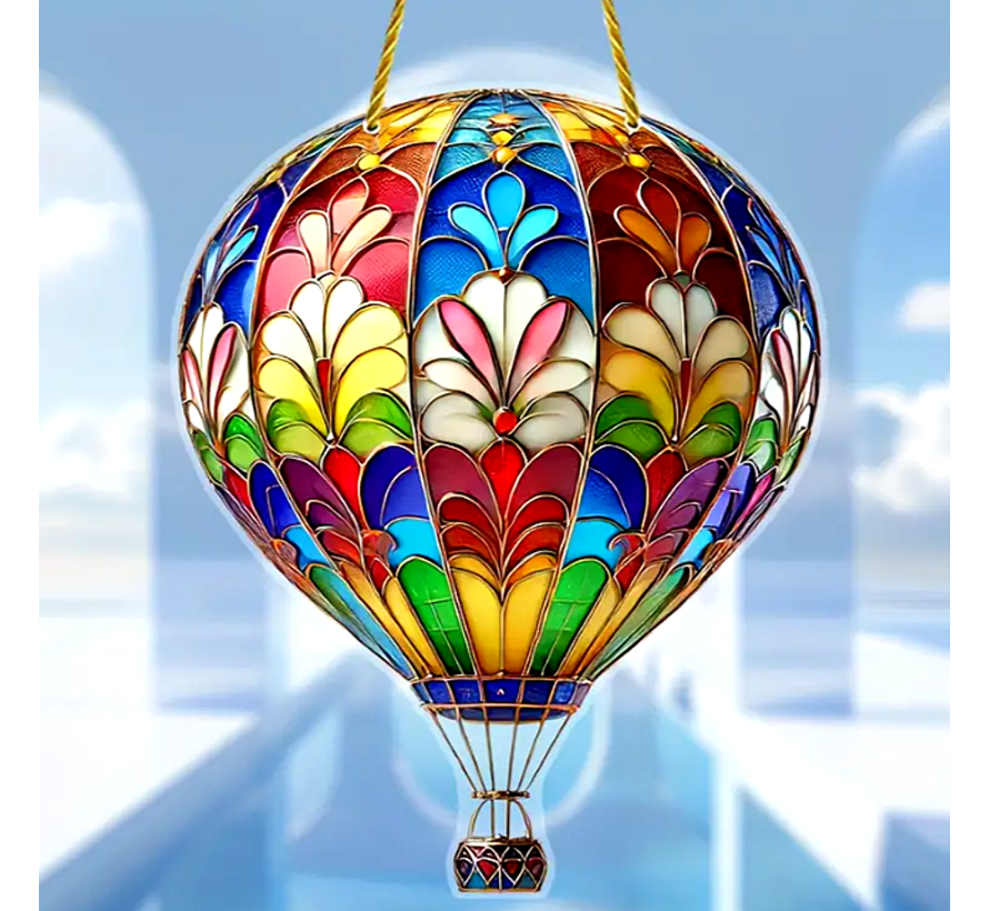 Allernieuwste.nl® Raamhanger Luchtballon 20 cm – Kleurrijke Acryl Raamdecoratie Zonneschijf – Multicolor Hanger voor Binnen & Buiten