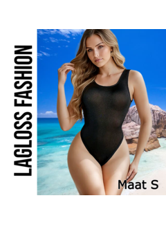 LaGloss Badpak Zwart met Open Rug – Maat S