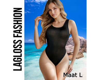 LaGloss Badpak Zwart met Open Rug – Maat L