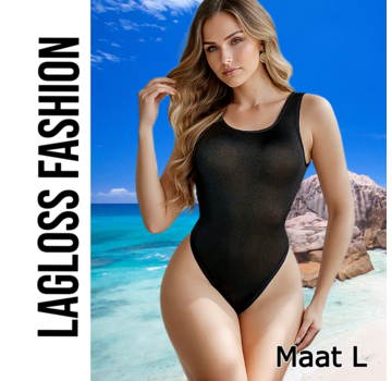 LaGloss Badpak Zwart met Open Rug – Maat L