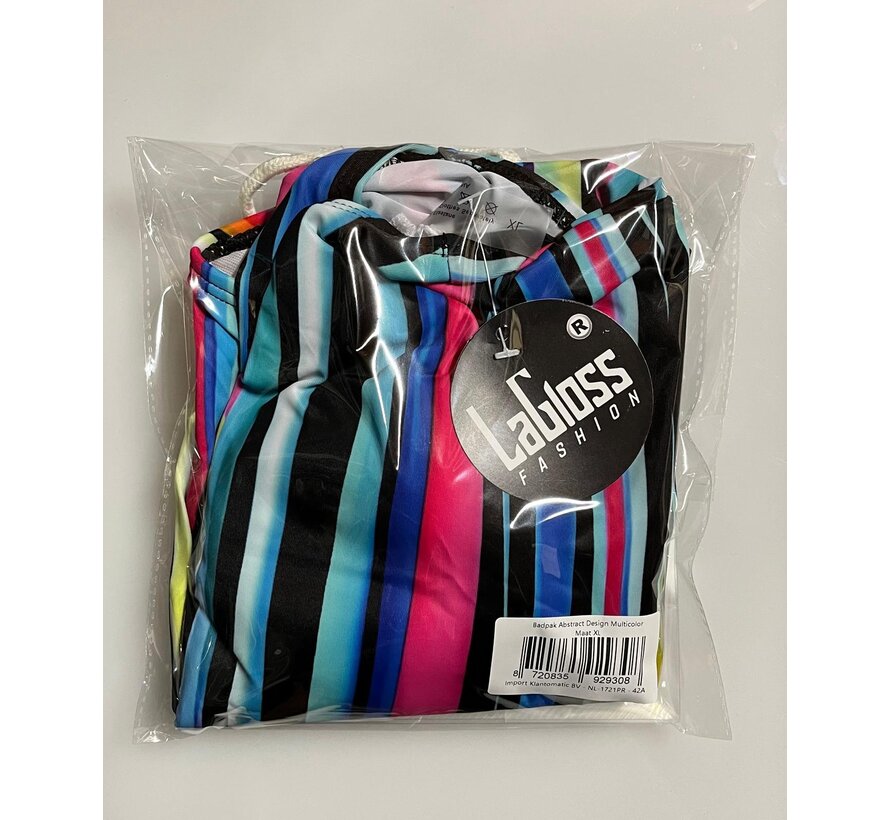 LaGloss® Badpak Abstract Design Multicolor – Eendelig Damesbadpak met Buikcontrole & Verstelbare Bandjes – Maat XL