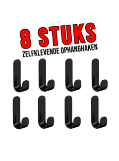 Allernieuwste.nl® 8 stuks Ophanghaken Zelfklevend – Zwart