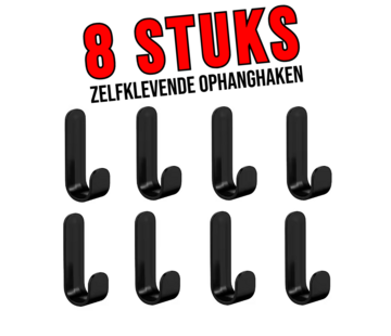 Allernieuwste.nl® 8 stuks Ophanghaken Zelfklevend – Zwart