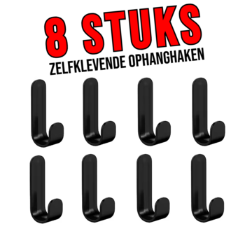 Allernieuwste.nl® 8 stuks Ophanghaken Zelfklevend – Zwart