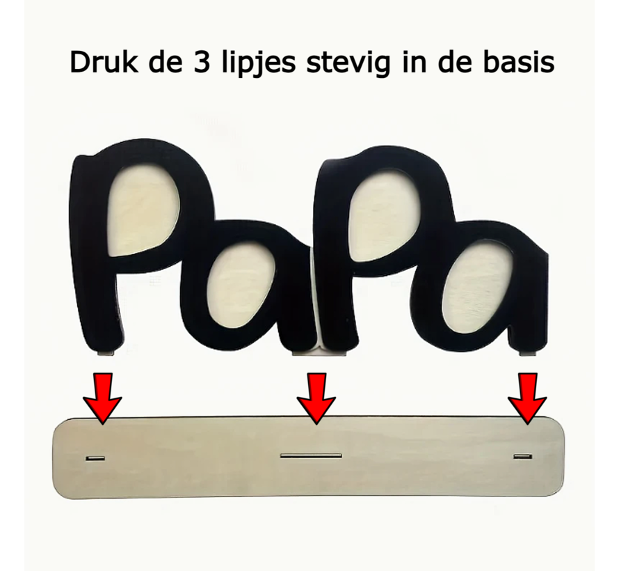 Papa Fotolijst Hout voor 4 Foto's - Cadeau Voor Vader - Staand Foto Lijst Model - 32 x 14 cm