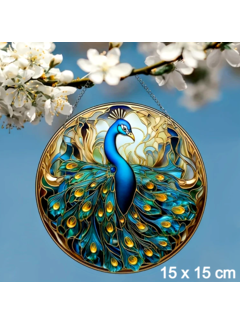 Allernieuwste.nl Raamhanger Pauw 1 Rond - 15 x 15 cm