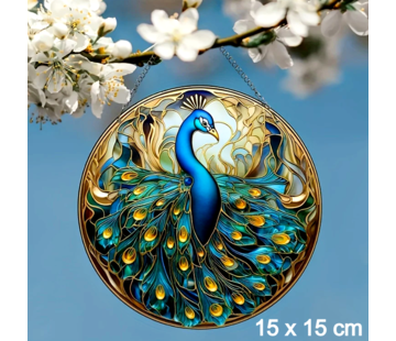 Allernieuwste.nl Raamhanger Pauw 1 Rond - 15 x 15 cm