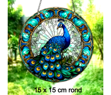 Allernieuwste.nl Raamhanger Pauw 2 Rond - 15 x 15 cm