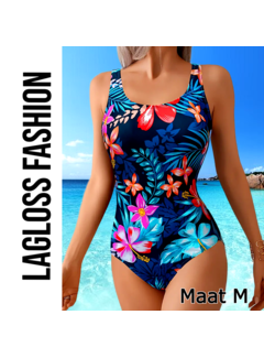 LaGloss Rugloos Badpak Tropisch Bloemenprint – Maat M