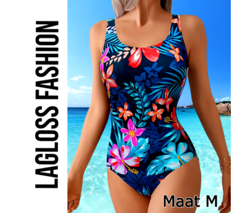 LaGloss Rugloos Badpak Tropisch Bloemenprint – Maat M