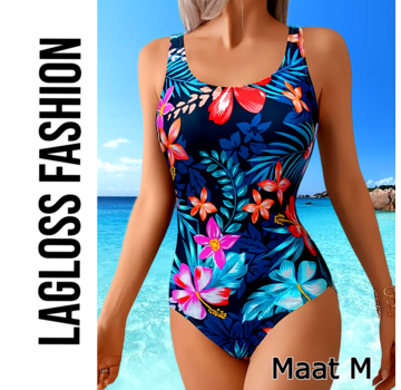 LaGloss Rugloos Badpak Tropisch Bloemenprint – Maat M