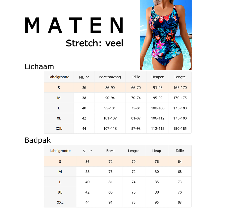 LaGloss® Rugloos Badpak Tropisch Bloemenprint – Rugloos Damesbadpak met Verstelbare Taille – Maat XXL